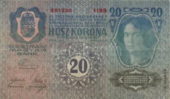 1913. 20K II.kiadás (2x) vízszintes "Deutschösterreich" fny-sal T:II/II-