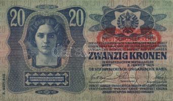 1913. 20K II.kiadás (2x) vízszintes "Deutschösterreich" fny-sal T:II/II-