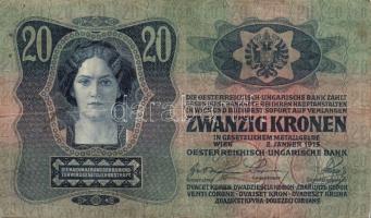 1913. 20K I.kiadás + 20K II.kiadás vízszintes "Deutschösterreich" fny-sal T:III