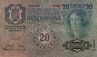 1913. 20K I.kiadás + 20K II.kiadás vízszintes "Deutschösterreich" fny-sal T:III