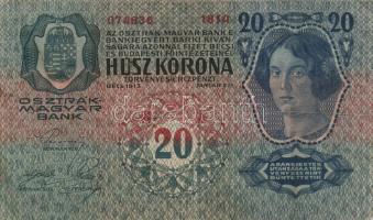 1913. 20K I. romány körbélyegzővel (3x) + 20K I. szerb felülnyomással + 20K II. "MAGYARORSZÁG" körbélyegzővel + 1920 20K T:III/IV