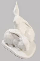 Herendi nyúlpár. Jelzett, fehérmázas, hibátlan, m: 14,5 cm