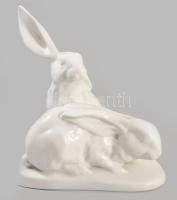 Herendi nyúlpár. Jelzett, fehérmázas, hibátlan, m: 14,5 cm