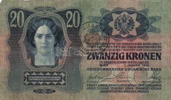 1913. 20K I. romány körbélyegzővel (3x) + 20K I. szerb felülnyomással + 20K II. "MAGYARORSZÁG&q...