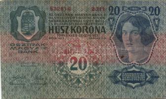 1913. 20K I. romány körbélyegzővel (3x) + 20K I. szerb felülnyomással + 20K II. "MAGYARORSZÁG&q...