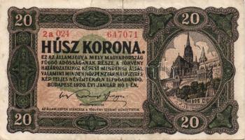 1913. 20K I. romány körbélyegzővel (3x) + 20K I. szerb felülnyomással + 20K II. "MAGYARORSZÁG&q...