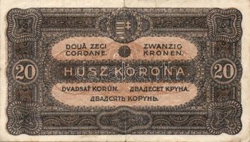 1913. 20K I. romány körbélyegzővel (3x) + 20K I. szerb felülnyomással + 20K II. "MAGYARORSZÁG&q...