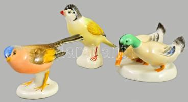 Aquincum 2 darab madár és egy kacsapár figura. Jelzett, hibátlan, m: 8 cm alatt.