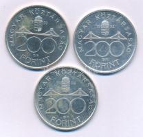 1992. 200Ft Ag "MNB" + 1993. 200Ft Ag "MNB" + 1994. 200Ft Ag "Deák" T:AU,XF patina Adamo F13, F13.1