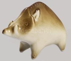 Zsolnay vaddisznó. Kézzel festett, jelzett, hibátlan, 10x7 cm