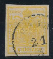 1850 1kr kadmium sárga HP III "BAJA" Certificate: Strakosch