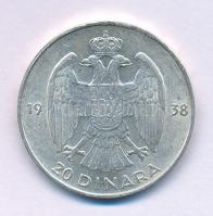 Jugoszlávia 1938. 20D Ag "II. Péter" T:XF Yugoslavia 1938. 20 Dinara Ag "Petar II" C:XF Krause KM#23