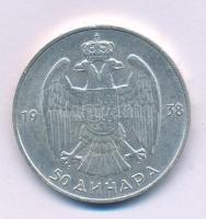 Jugoszlávia 1938. 50D Ag "II. Péter" T:XF Yugoslavia 1938. 50 Dinara Ag "Petar II" C:XF Krause KM#24