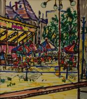 Nolipa István Pál (1907-1986): Nyári cukrászda, Budapest, 1971. Színes tus, papír. Jelezve jobbra le...