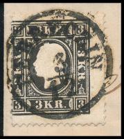 1860 3kr fekete helyi levélen / black, on local cover "DEBRECZIN"