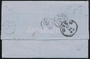 1861 15kr + 10kr levélen teljes tartalommal Franciaországba. Érdekes darab / 15kr + 10kr on cover wi...