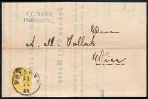 1869 2kr nyomtatványon / on printed matter "POZSONY" - Wien