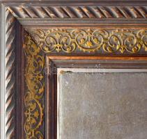 Jelzés nélkül, XIX. sz. magyar festő: Ló portré, Dunakanyar. Olaj, vászon. Restaurált, dublírozott. ...