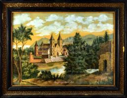 Géczy A jelzéssel: Margitsziget 598 évvel ezelőtt, 1898. Akvarell, papír. Dekoratív, üvegezett, sérült fakeretben. 43x59 cm