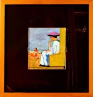 Kacziány Aladár jelzéssel: Strandon. Akvarell, papír. Üvegezett fakeretben. 17x15 cm