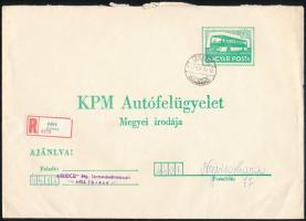 1977 KPM Autófelügyelet ajánlott díjjegyes boríték "IBRÁNY"