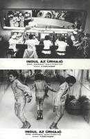 cca 1989 előtt készült, "Indul az űrhajó" című szovjet film jelenetei és szereplői, 11 db vintage produkciós filmfotó (vitrinfotó, lobbyfotó) ezüst zselatinos fotópapíron, a használatból eredő (esetleges) kisebb hibákkal, 18x24 cm