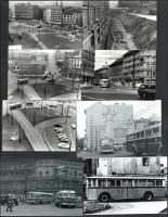 cca 1975 előtt készült felvételek a budapesti trolibuszokról, vegyes tétel (5 db vintage fotó, 8 db modern nagyítás), összesen 13 db fotó, többsége jelzés nélkül, 9x14 cm és 10x15 cm