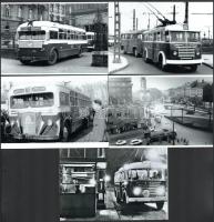 cca 1975 előtt készült felvételek a budapesti trolibuszokról, vegyes tétel (5 db vintage fotó, 8 db ...