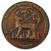 1991. "Magyar Reformátusok II. Világtalálkozója 1991 / Református Iskolák Találkozója Kecskemét - Máté 28:19 'Tegyetek tanítvánnyá minden népet'" kétoldalas, öntött bronz plakett (108mm) T:AU