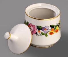 Kalocsai Porcelán 6 személyes kávézó szett, 6 db csésze alátéttel és cukortartó, díszdobozban, hibát...