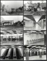 1972 Budapest, a Batthyány téri metró állomás felszíni építése és alul a belsőépítészeti látványa az...