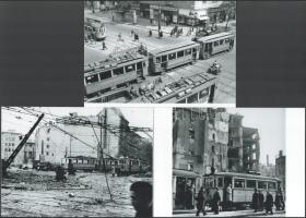 cca 1960 előtt készült felvételek a budapesti villamosokról, 3 db modern nagyítás, jelzés nélkül, 15x21 cm