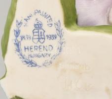 Herendi virág dísz. Kézzel festett, jelzett jubileumi 1939-es jelzéssel, lepattanással : 9 cm