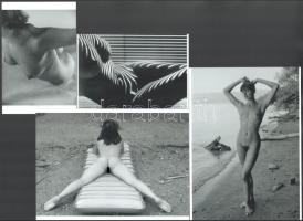 cca 1982 előtt készült felvételek, "Aktok vegyesen", szolidan erotikus fotográfiák, 4 db modern nagyítás, jelzés nélkül, 21x15 cm és 10x15 cm között