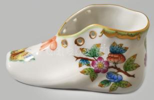 Herendi Viktória mintás porcelán cipő. Jelzett kézzel festett, hibátlan, 10x5 cm