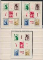 1949 VIT vágott blokk (vízszintes ránc) + fogazott postatiszta és pecsételt blokk / Mi block 16 impe...