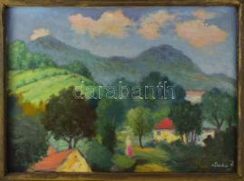 Olvashatatlan (Csuka?) jelzéssel: Lány hazafelé. Olaj, fa. Fakeretben, 48x65 cm