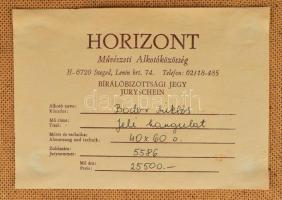 Bodor Miklós (1925-2010): Jeli hangulat (arborétum). Olaj, farost, jelzett, fakeretben. 40×60 cm