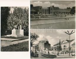 16 db MODERN fekete-fehér magyarországi város képeslap (1950-60-as évek) / 16 modern black and white Hungarian town postcards (1950-60s)