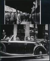 cca 1938 Horthy Miklós a pápa követével Budapesten, autóban; cca 1942 Horthy Miklós és Adolf Hitler Berlinben, a vasútállomáson; 2 db modern nagyítás, jelzés nélkül, 15x21 cm és 10x15 cm