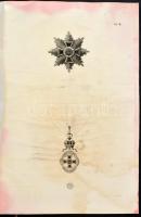 [A Lipót rend nagykeresztje és csillagot ábárzoló nagy méretű rézmetszet] Wien, 1808. T. Fischer. Nagy méretű rézmetszet, selyem előzéklappal. 27,5x39,5 cm Foltos / Copper plate engraving stained