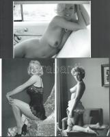 cca 1959 előtti "csiklandós" felvételek Marilyn Monroe (korábban Norma Jeane) (1926-1962) amerikai színésznőről és fotómodellről, 3 db modern nagyítás, jelzés nélkül, 21x15 cm és 15x21 cm