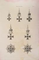 1808 [A Lipót rend haddíszítményes osztályait ábrázoló nagy méretű rézmetszet] Wien, 1808. T. Fischer. Nagy méretű rézmetszet, selyem előzéklappal. 27,5x39,5 cm Foltos / Copper plate engraving stained