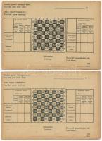 2 db RÉGI megíratlan képeslap: sakk játszma közvetítő / 2 pre-1945 unused postcards: chess game boards