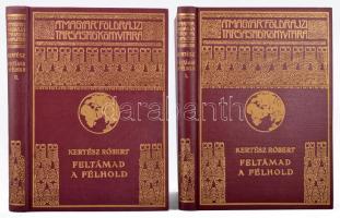 Kertész Róbert: Feltámad a félhold. Az ébredő iszlám nemzetei. I-II. köt. A Magyar Földrajzi Társaság Könyvtára. Bp., [1939], Franklin-Társulat, 347+(1) p.+ 32 (fekete-fehér fotók) t.+ 1 (kihajtható térkép) t. Kiadói aranyozott egészvászon sorozatkötés, jó állapotban.