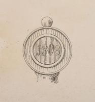 1808 [A Lipót tisztjeinek kellékeit ábrázoló nagy méretű rézmetszet] Ritter-Schwert- Herold-Stab- Me...