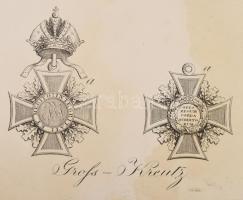 1808 [A Lipót rend érdemrendjeit ábrázoló nagy méretű rézmetszet] Ehrenzeichen des kais. oest. Leopo...