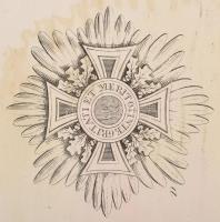 1808 [A Lipót rend érdemrendjeit ábrázoló nagy méretű rézmetszet] Ehrenzeichen des kais. oest. Leopo...