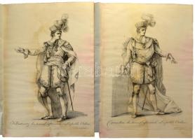 1808 [A Lipót rend kiskeresztjét és parancsnokát ábrázoló 2 db nagy méretű rézmetszet] Kleinkreuz-, Commandeur des kais. oest. Leopolds Ordens. Wien, 1808. T. Fischer. Nagy méretű rézmetszet, selyem előzéklappal. 27,5x39,5 cm Foltos / Copper plate engraving stained