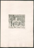 Perei Zoltán (1913-1992): Don Quijote illusztráció, 1949. Rézmetszet, papír, jelzett. Az 1949-ben me...